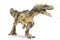 Allosaurus plastic figurine on white background