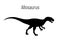 Allosaurus. Theropoda dinosaur. Monochrome vector illustration of silhouette of prehistoric creature allosaurus isolated
