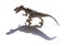 Allosaurus toy on white background with shadow