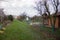 Allotment garden in autumn on a cloudy day