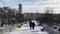 Allotments in snowy winter time