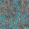 Allover Paisley pattern on turquoise background