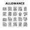 Allowance Finance Help Collection Icons Set Vector