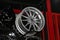 Alloy Wheel of car on the shelf. Alloy wheels are wheels that are made from an alloy of aluminium or magnesium.