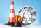 Alloy wheel with road emergency items