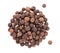 Allspice pile isolated on white background. Jamaican pepper, pimento berry, allspice peppercorns or myrtle pepper. Top