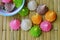 Allure candy colorful thai dessert on bamboo plate