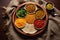 Alluring Ethiopian Cuisine Flat Lay with Injera and Stews