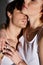 alluring loving man and woman in