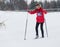 ALMATY, KAZAKHSTAN - FEBRUARY 18, 2017: amateur competitions in the discipline of cross-country skiing, under the name