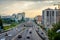 Almaty skyline with main road