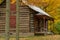 Almelund log cabin, autumn