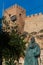 ALMERIA, SPAIN - 18 DECEMBER 2022 Jayran al-Amiri or Jairan statue at the foot of the Alcazaba in Almeria, Spain