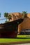 ALMERIA, SPAIN - 28 MARCH 2023 Boat La Faluca Almariya, a reconstructed felucca, faithfully modelled on the medieval model,