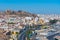 ALMERIA, SPAIN, JUNE 20, 2019: View of Port of Almeria and Alcazaba fortress in Spain