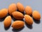 almond almonds isolated on a dark background, Ai Generated