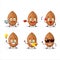 Almond cartoon character with various types of business emoticons