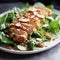 Almond Crusted Chicken Salad: Healthy Salad with Breaded Chicken Over Greens