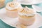 Almond cupcakes with meringue tops