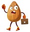 Almond going to work with brown briefcase in his hands, illustration, vector