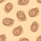 Almond hand drawn seamless pattern, vector