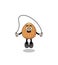 almond mascot cartoon is playing skipping rope