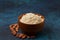 Almond meal in a white bowl