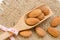 Almond and measuring meter.