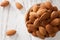 Almond nut organic healthy snack vegan vegetarian white background