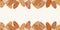 Almond nut vector seamless border. Brown oval seeds banner with space for text on white background. Kernel shells design
