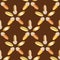 Almond nut vector seamless pattern background. Golden oval seeds on chocolate brown backdrop. Geometric luxury kernel