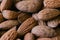 Almond nuts close. Background of almond nuts. Pile of almonds cl