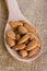 Almond Nuts On Wooden Spoon