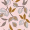 Almond pattern in vector. Pastel flowers and blooms, nuts floral seamless print. Vintage Kitchen decoration, wrapping paper,