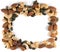 Almond, pistachio, peanut, walnut, hazelnut mix copyspace frame background