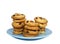 Almond raisin butter cookies piled up on a plate Isolated on White Background