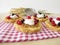 Almond tartlet with cake cream and berries