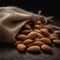 almonds arranged neatly on a textured surface