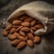 almonds arranged neatly on a textured surface