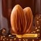 Almonds on chocolate background