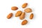 The almonds are food a snack. nuts closeup top view isolated on white background and clipping path