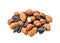 Almonds, hazelnut and raisins isolated. without shadow