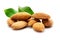 Almonds isolated on the white background