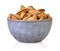 Almonds shell in bowl  with clipping path