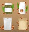 Almonds snack package vector realistic mockup set