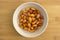 Almonds soaking in a bowl of water