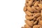 Almonds white background photo. Beautiful picture, background, w