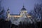 Almudena Cathedral in Madrid illuminated at nightfall