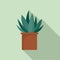 Aloe cactus pot icon, flat style