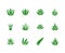 Aloe vera flat glyph icons. Succulent, tropical plant vector illustrations, signs for organic food, cosmetic. Solid